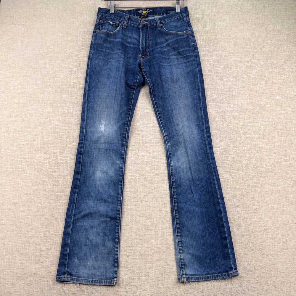 Lucky Brand 221 Original Boot Mens Jeans 28x32 Blue Medium Wash Distressed